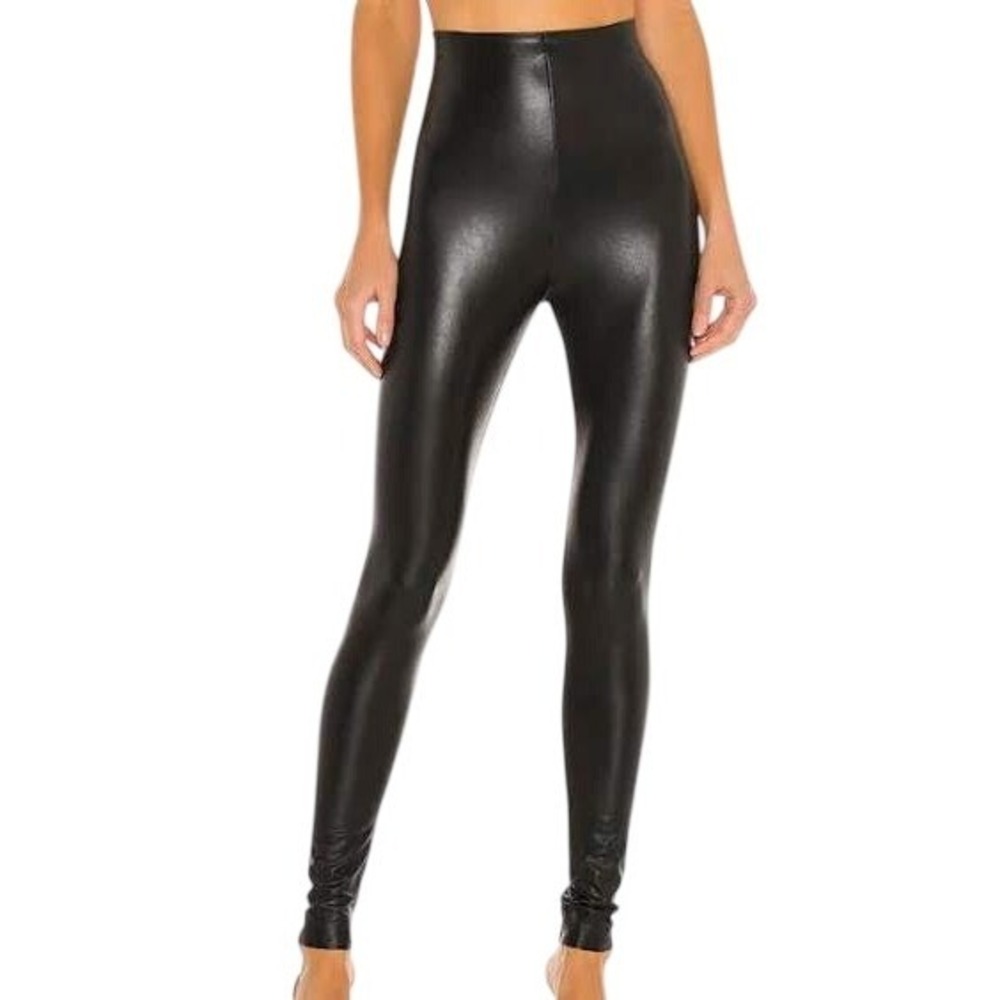 Commando Womens Faux Leather Leggings S Black High Rise Stretch Night Out Goth - Picture 3 of 5